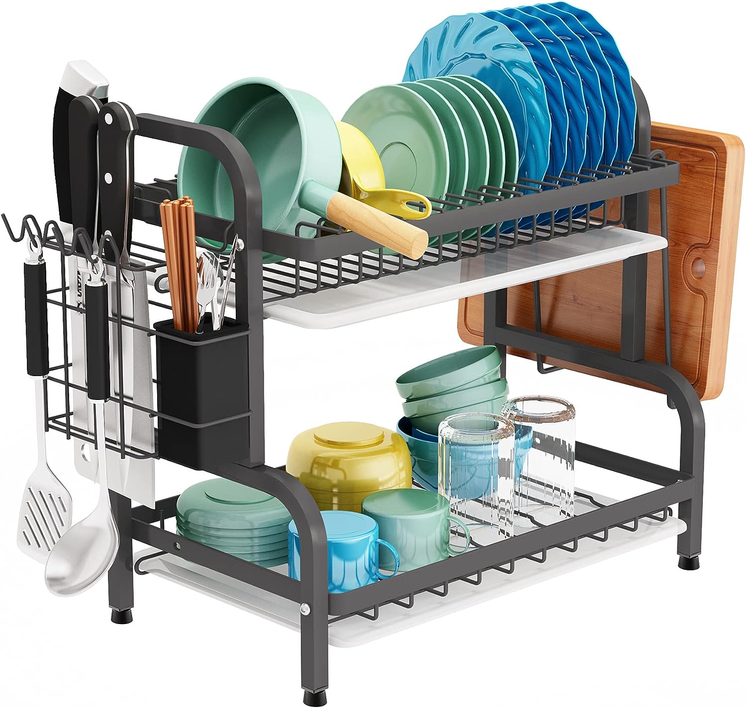 Dish Drying Rack, 2 Tier Small Dish Racks for Kitchen Counter with
