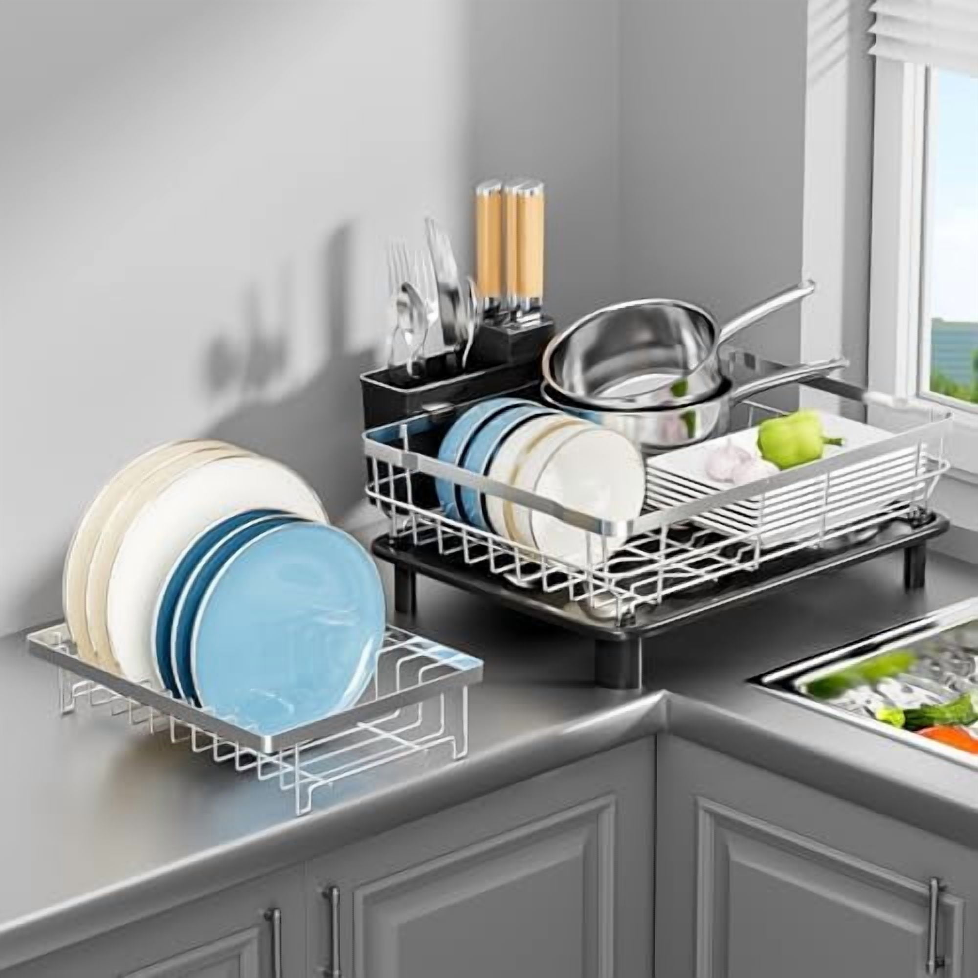 Dish Drying Rack - 2 Tier Stainless Steel Dish Rack, Dish Racks for ...