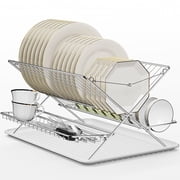 Tababao 2-Tier Stainless Steel Foldable Dish Racks