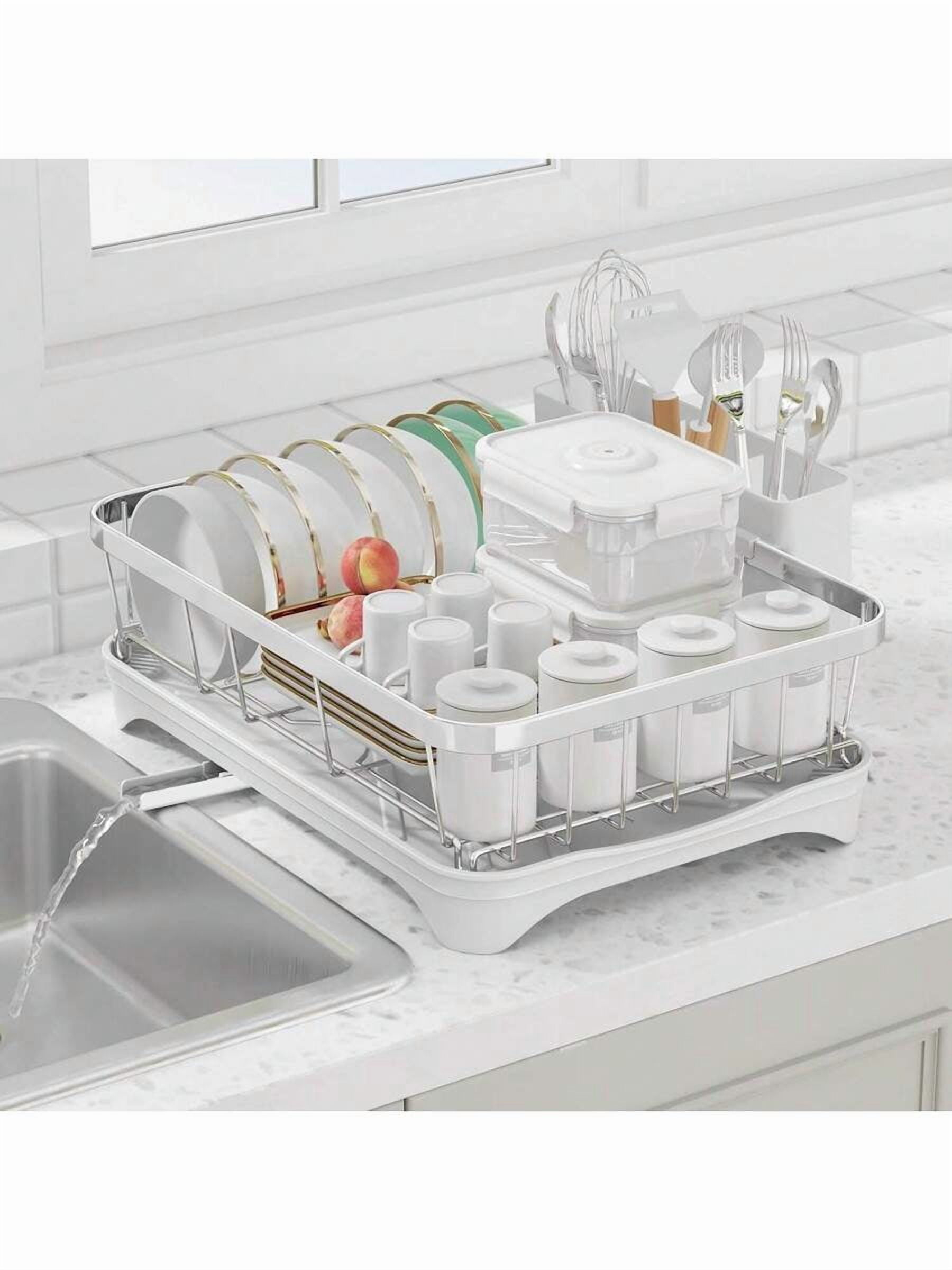 Dish Drying Rack 304 Stainless Steel Dish Rack With Drainboard,Space Spaving Auto-Draining Drying Racks For Kitchen Counter,Large Capacity Dish Racks For Bowls, Cups, Dish Drainer