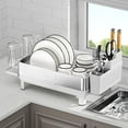 thumbnail image 1 of Dish Drying Rack, 304 Stainless Steel Dish Racks for Kitchen Counter, Dish Drainers with Automatic Drainage, Utensil Holder & Cups Holder, Space Saving Kitchen Organizer, White, 1 of 13