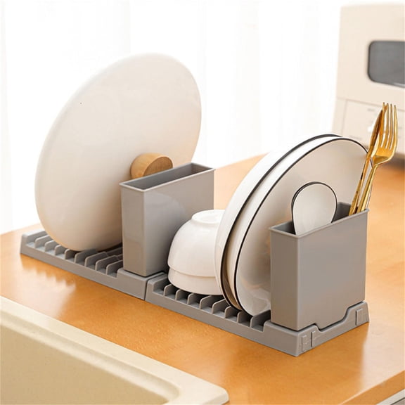 Dish Drying Rack, Collapsible Dish Rack Foldable Portable Dish Drainer with Utensil Cup Holder for Kitchen Counter Over Sink for Home Apartment RV