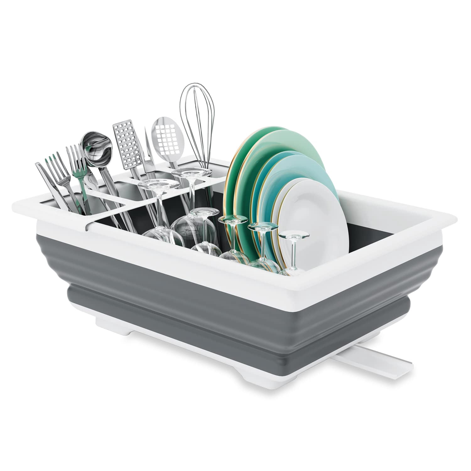 Dish Drying Rack Collapsible, Kitchen Countertop Drainer with Non-Slip ...