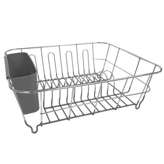 Dish Drying Rack & Cutlery Holder 2 Piece Set  Compact Sink-fitting Drainer With Rubberized Undercoating Space-saving Kitchen Organizer For Plates  Cups Bowls Utensils In Sink Dark Gray