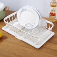 thumbnail image 1 of MERRYHAPY White Plastic Dish Drying Rack Kitchen Storage Organizer with Drain Board, and Space-Saving, 1 of 6
