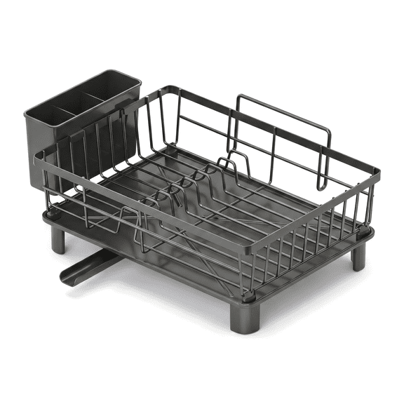 Dish Drying Rack, Dish Drying Rack for Kitchen Counter, Large Compact Dish Rack with Drainboard,Dish Drainer with Utensil Holder for Sink,Black Dish Rack