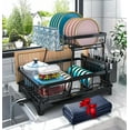 thumbnail image 1 of Dish Drying Rack, Dish Rack with Auto-Drain & Mat, Dish Drainers for Kitchen Counter, Glass Organizer for 4 Cups, 3 Slots Utensil Holder, Gifts for Women Mothers Day, Kitchen Gadgets & Decor, 1 of 6