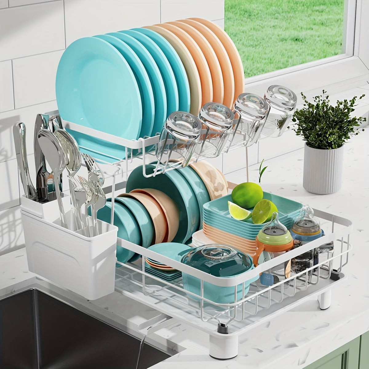 Dish Drying Rack - Dish Rack For Kitchen Counter, Large-Capacity Dish ...