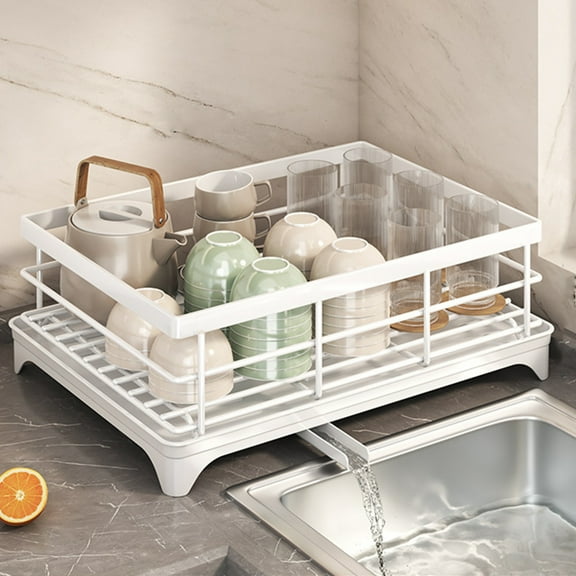 Dish Drying Rack, Dish Rack for Kitchen Counter, Large-Capacity Dish Drainer with Cutlery Holder, Over The Sink Dish Drainer Drying, Kitchen Organizer for Dishes, Spoons and Forks