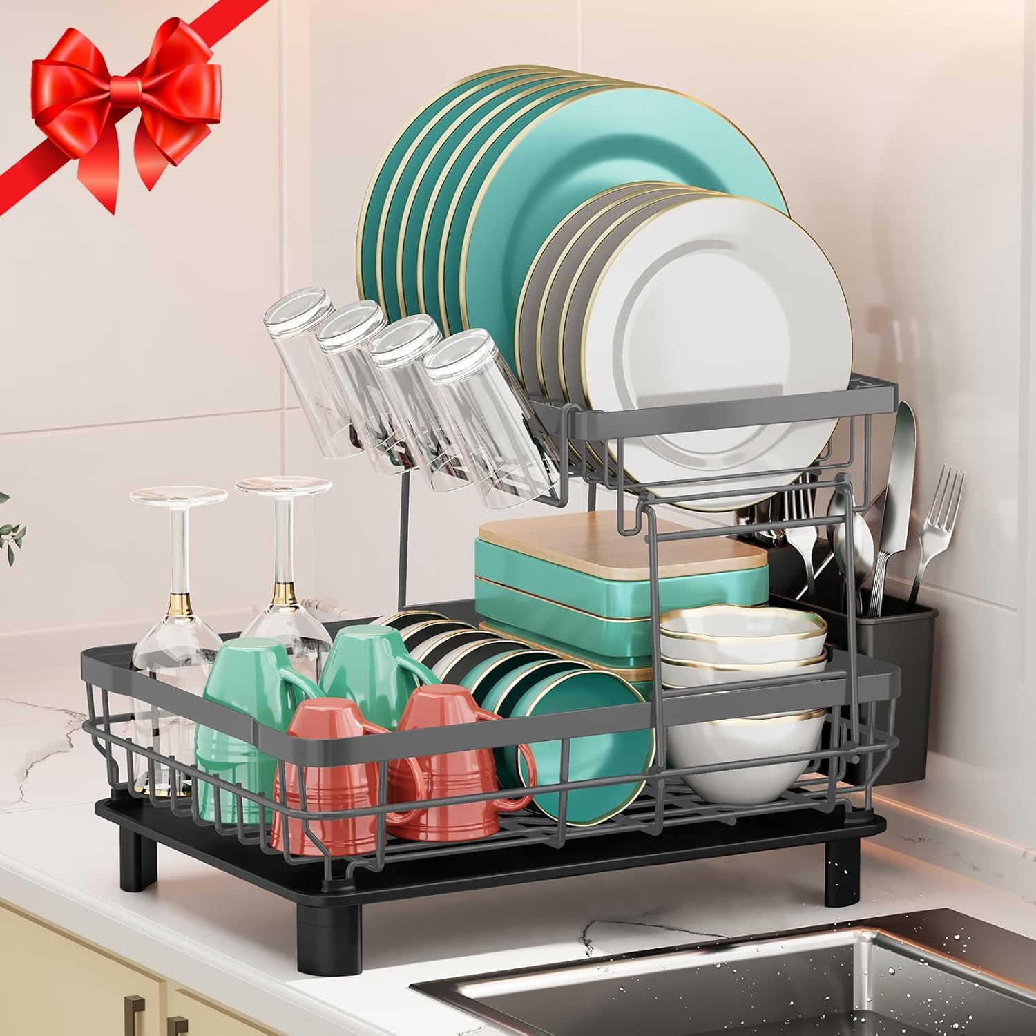 Dish Drying Rack, Dish Rack, Large Dish Racks for Kitchen Counter ...