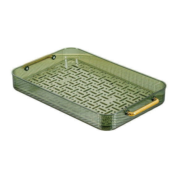 Dish Drying Rack, Double Layer Water Drainage Tea Tray with 2 Handle for Kitchen Counter, Dish Drainer Dish Rack Water Drainage Tea Serving Tray[Green]