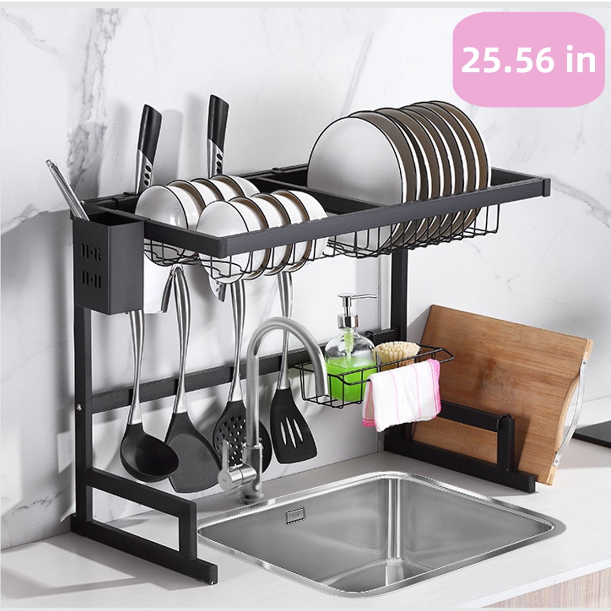 Kitsure Dish Drying Rack- Space-Saving Dish Rack with a Cutlery Holder for  Kitchen Counter Durable Stainless Steel - AliExpress