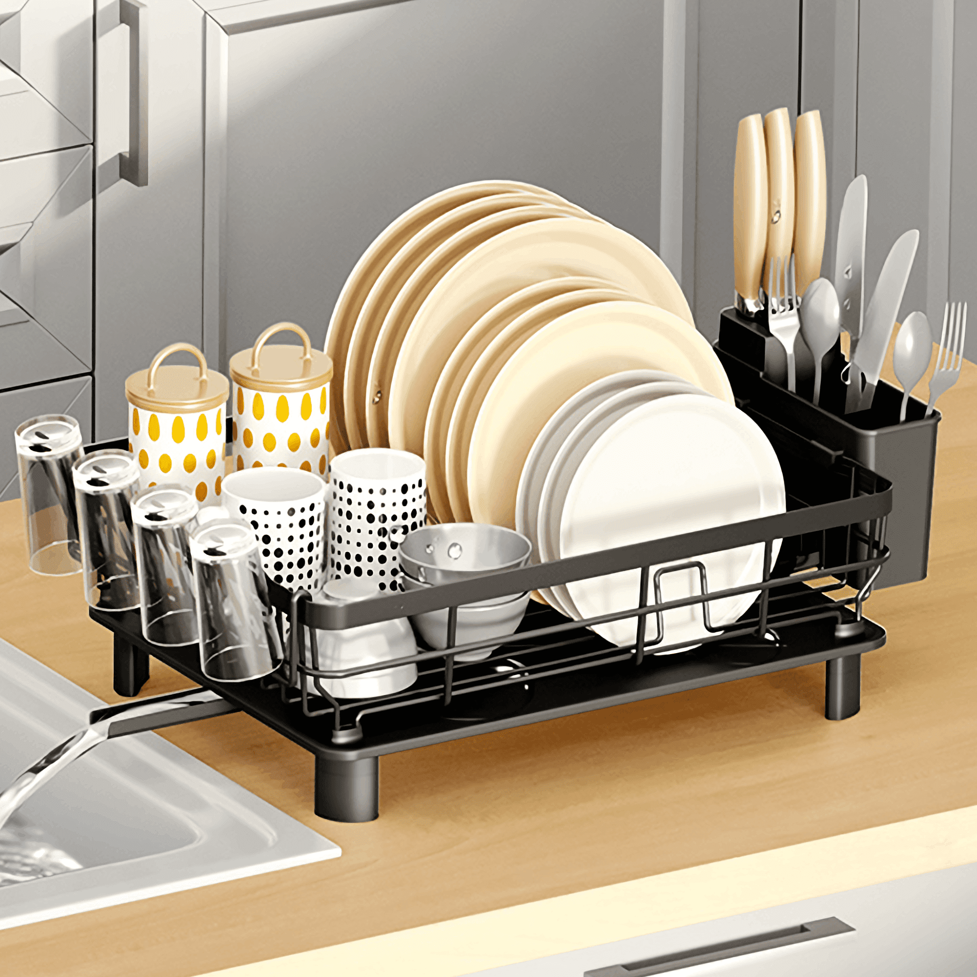 Real Home Innovations Small Dish Drainer White Walmart
