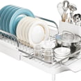 thumbnail image 1 of Dish Drying Rack, Expandable Dish Rack for Kitchen Counter, Stainless Steel Dish Drainer with Drainboard Set and Utensil Holder (White), 1 of 6