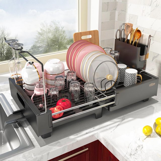 Dish Drying Rack Expandable Large Dish Racks, Dish Drainer with