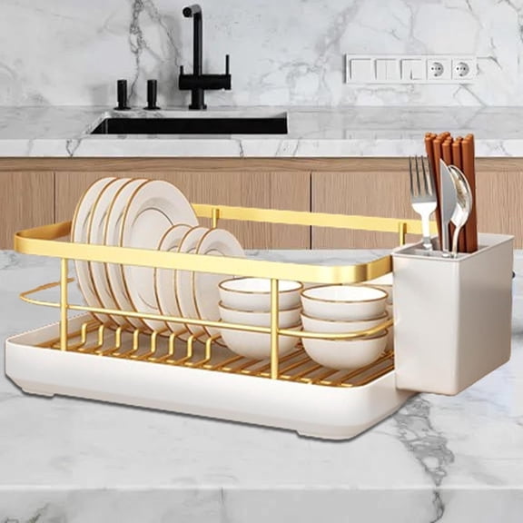 Dish Drying Rack, Fast Drain, Space-Saving, Countertop, for Dishes, Bowls, Cups, Utensils
