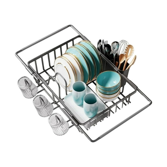 Dish Drying Rack In Sink, Expandable Stainless Steel Dish Drainer For Kitchen Sink