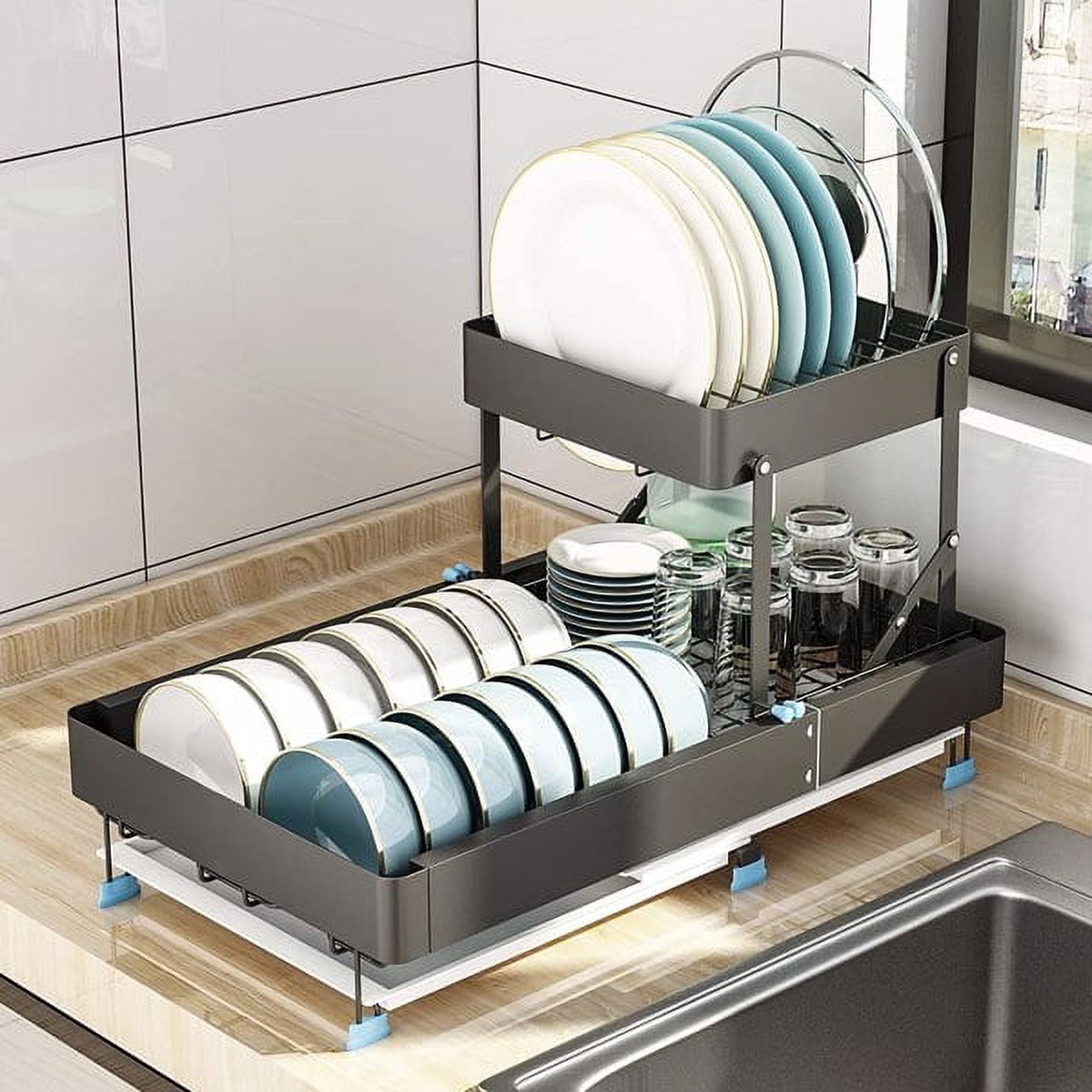 Dish Drying Rack, Expandable (14''-20.5'') Dish Racks for Kitchen