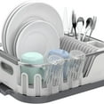 thumbnail image 1 of Dish Drying Rack for Kitchen Counter, Compact Dish Drainer with Drainboard, Utensil Holder and Cup Rack, Plastic Kitchen Drying Rack for Dishes, Cups, Knives, Spoons and Forks, White, 1 of 5