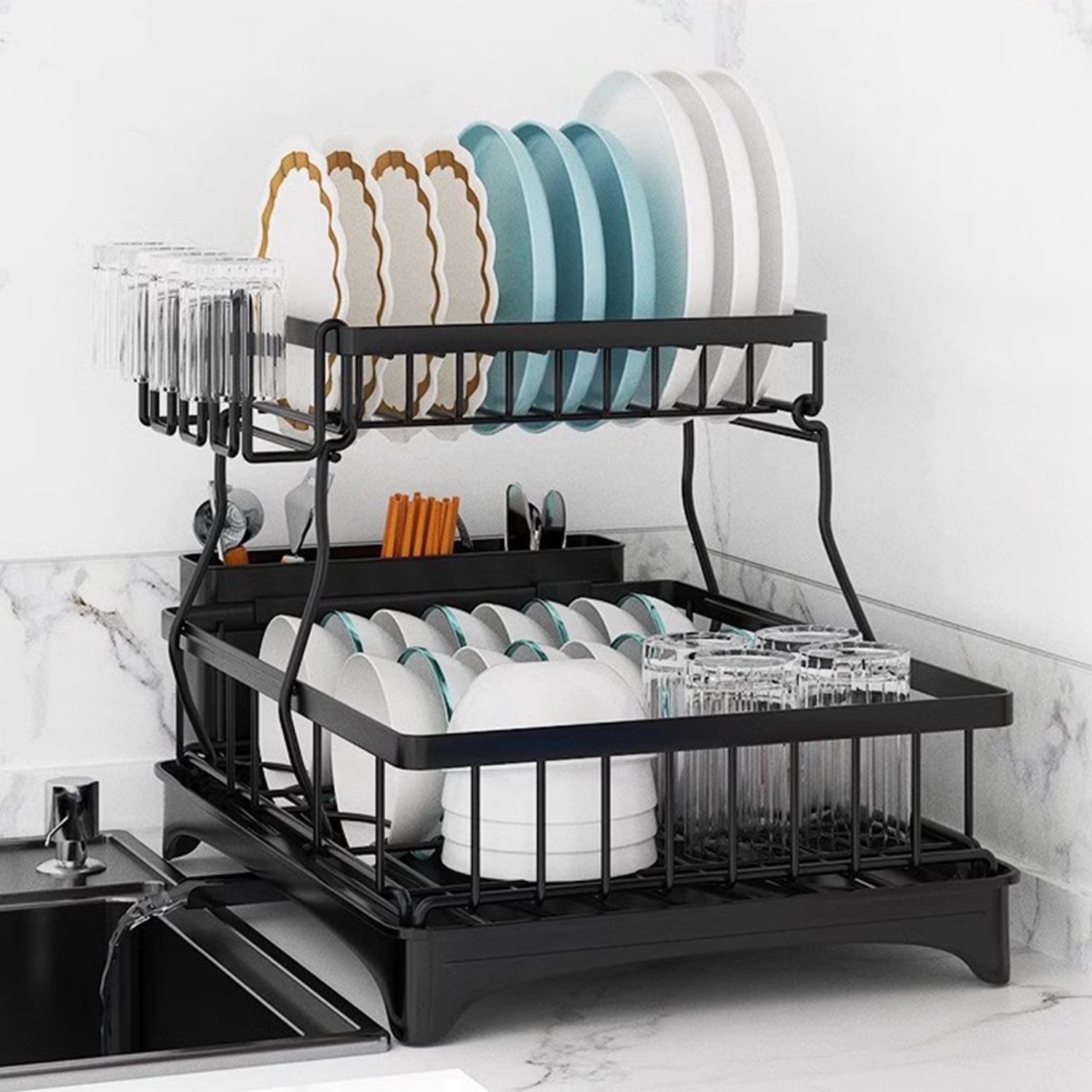Dish Drying Rack for Kitchen Counter, Detachable Large Capacity Dish ...
