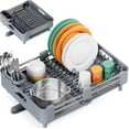 thumbnail image 1 of Dish Drying Rack for Kitchen Counter, Extendable Dish Rack with Drainboard, Expandable Dish Drainer, Collapsible Dish Strainer with Cutlery Holder, Foldable Home Countertop Plate Storage Rack, Gray, 1 of 7