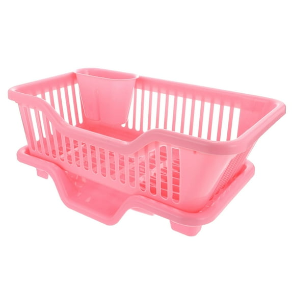Dish Drying Rack for Kitchen Counter - Large Dish Rack with Drainboard, Rustproof Dish Drainer with Utensil Holder for Sink Plastic Bowl Rack for Storage Single Layer Bowl Rack
