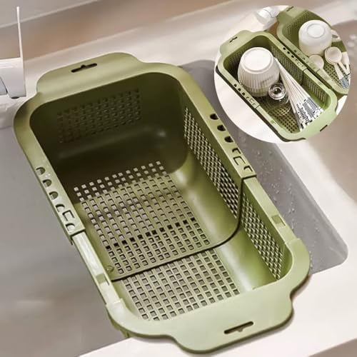 Dish Drying Rack for Kitchen Counter, Retractable Draining Basket in Sink Dish Drainers, Multipurpose Dish Dryer Rack for Inside Sink, Over The Sink Dish Racks for Cleaning & Draining the Water