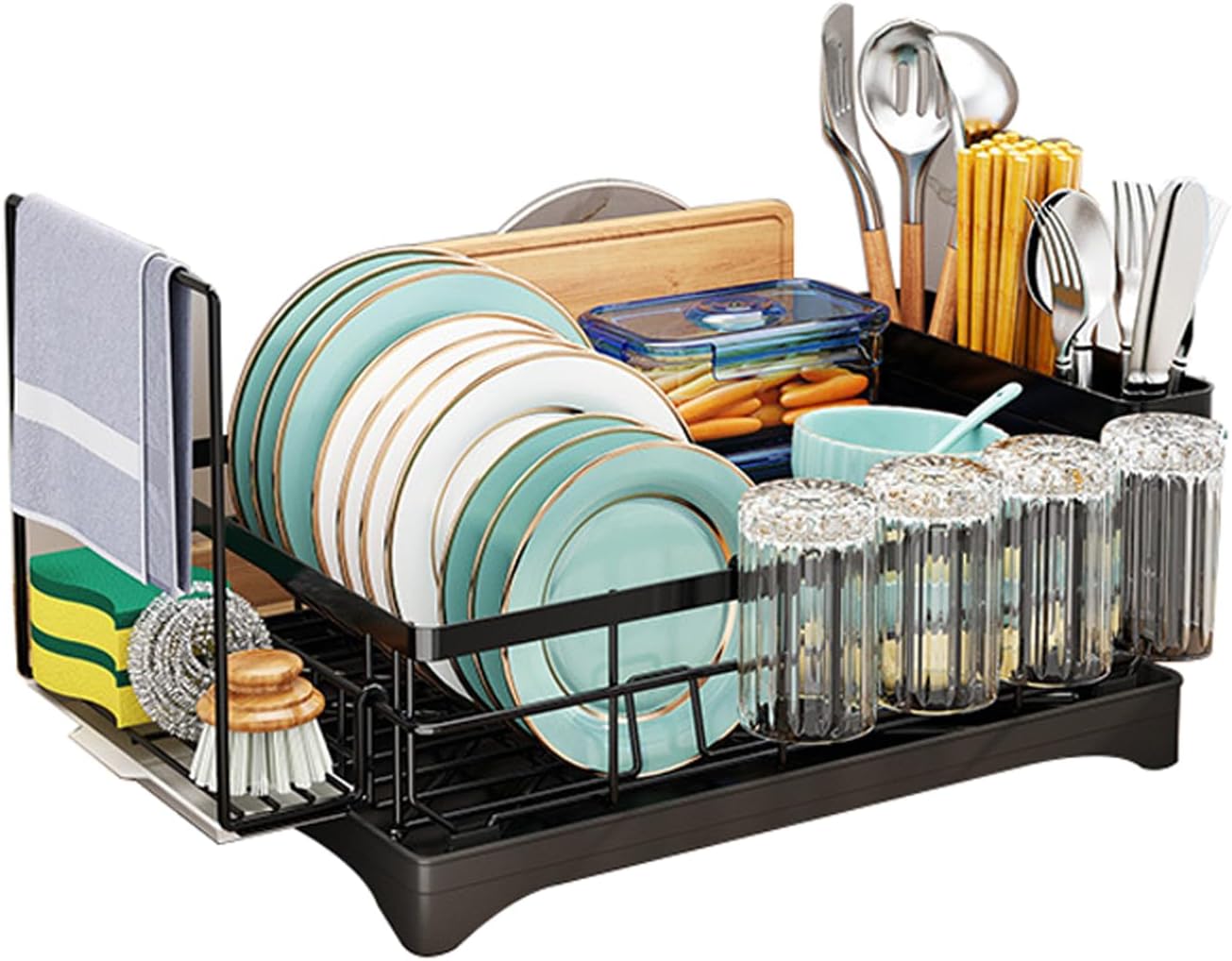 Sweet Home Collection 3Piece Kitchen Sink Dish Drainer Set Turquoise