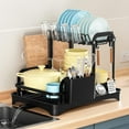 thumbnail image 1 of 2-Tier Dish Rack for Kitchen, Dish Drying Rack with Drain Board Tray, Compact Dishing Rack with Utensil Holder, Cutting Board Holder, Kitchen Dishes Storage and Organizers, 1 of 9