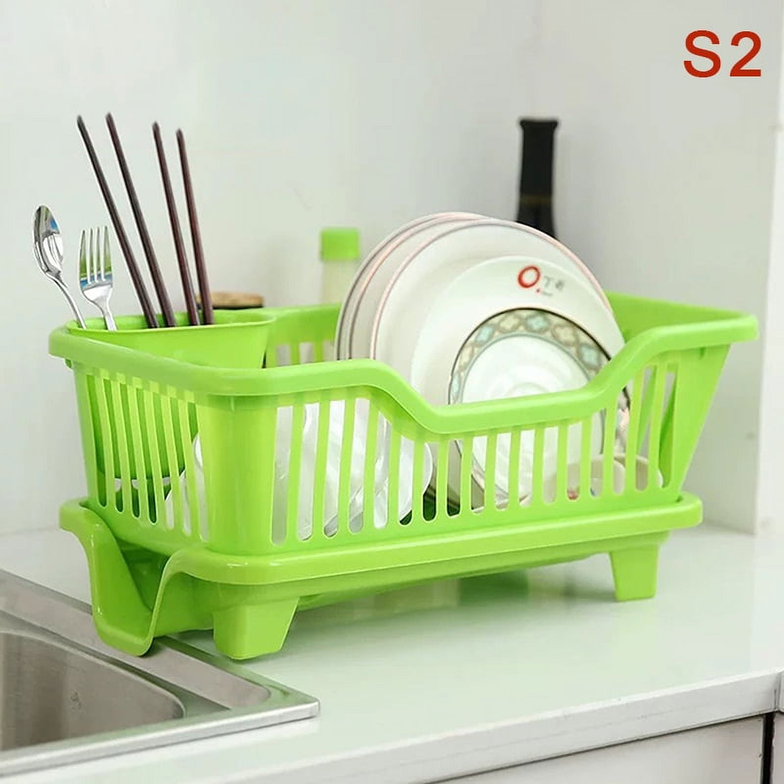 Dish Drying Rack Kitchen Utensils Drainer Rack With Drain Board ...