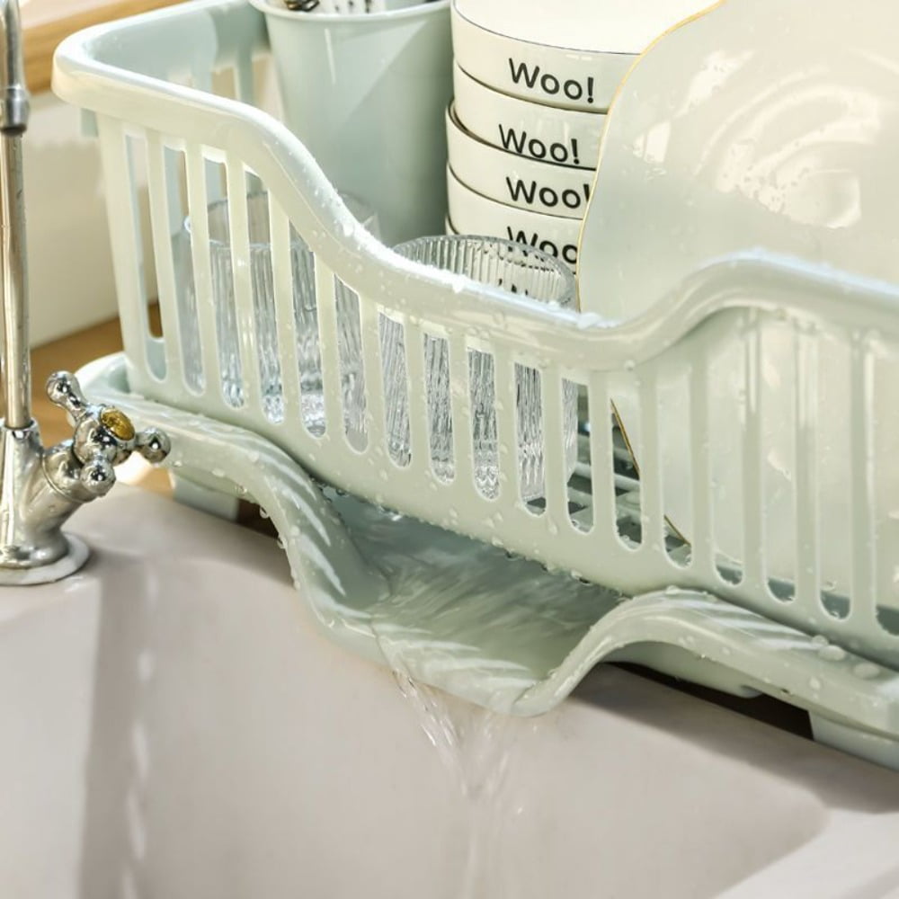 Dish Drying Rack Kitchen Utensils Drainer Rack with Drain Board Countertop Dinnerware Plates Bowls Chopsticks Spoons Organizer