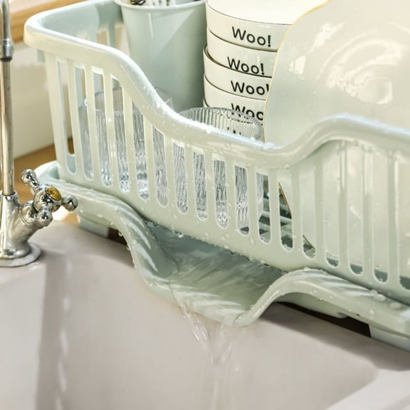 Dish Drying Rack Kitchen Utensils Drainer Rack with Drain Board Countertop Dinnerware Plates Bowls Chopsticks Spoons Organizer