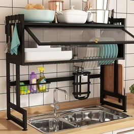 Michael Graves Design Deluxe Extra Large Capacity Stainless Steel Dish Rack with Wine Glass Holder Black Walmart