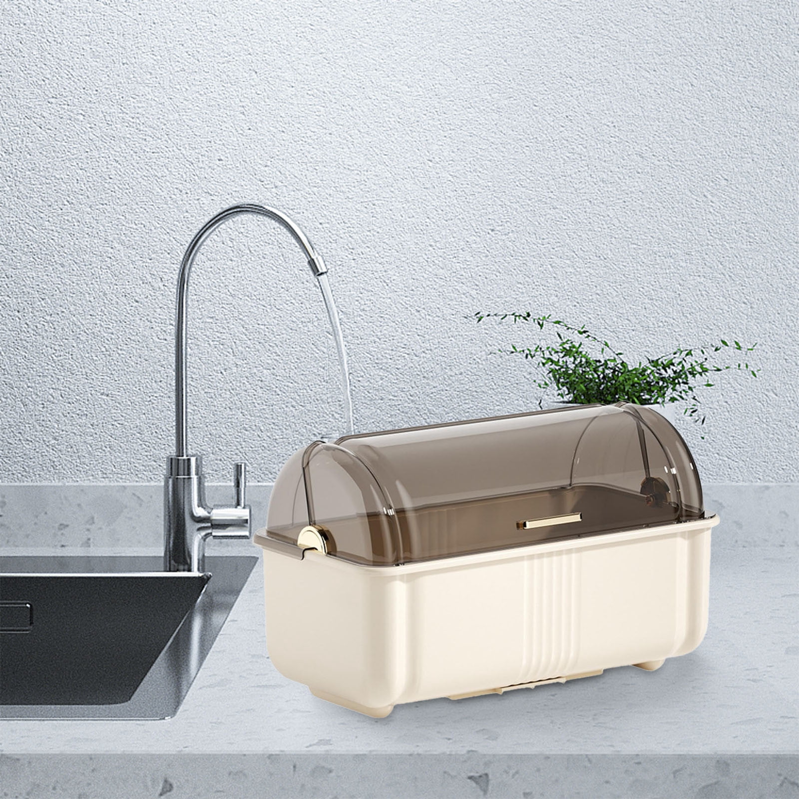 Dish Drying Rack with Lid Kitchen Drainer for Plates, Cups, Bowls Cutlery Covered Dish Rack Organizer for Countertop,Cabinet,Home Hotel Use Durable Tableware Dryer Tray(17.32*9.06*10.63Inch)