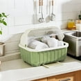 thumbnail image 1 of Dish Drying Rack with Lid Kitchen Drainer for Plates, Cups, Bowls Cutlery Covered Dish Rack Organizer for Countertop,Cabinet,Home Hotel Use Durable Tableware Dryer Tray(15.55*11.42*11.81Inch), 1 of 4