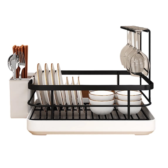 Dish Drying Rack - Multifunctional Dish Drainer with Removable Utensil Holder and Tray for Dishes Spoons Forks and Chopsticks