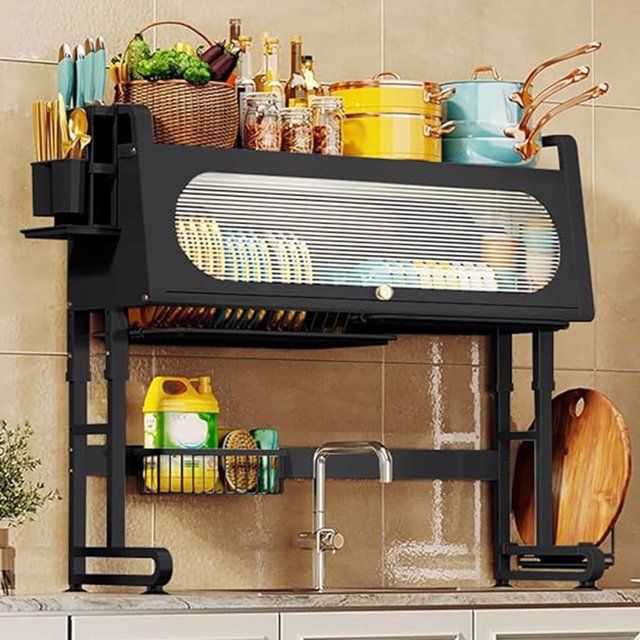 3 Tier Large Capacity Over The Sink Dish Drying Rack with Adjustable