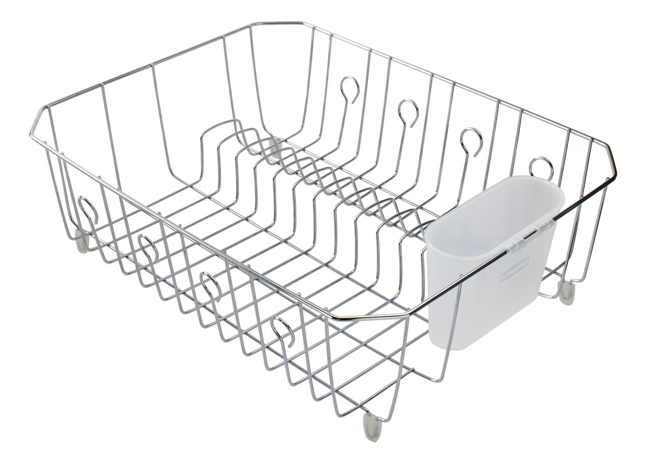 Dish Drying Rack, Rubbermaid Dish Rack with Utensil Holder for Kitchen Countertop, Large, Chrome - image 1 of 5