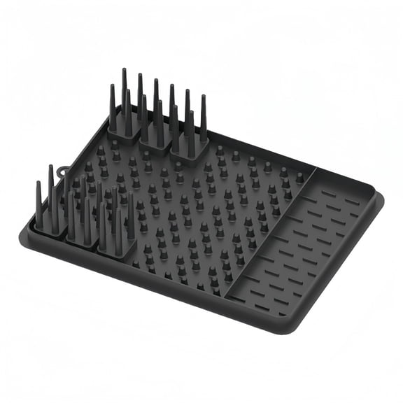 Dish Drying Rack Silicone Mat With Removable Cutlery Holder For Kitchentableware