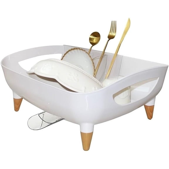 Dish Drying Rack, Sink Drainer with Strainer extenable spout, Pots & Pans, Space Saving Kitchen Dish Racks