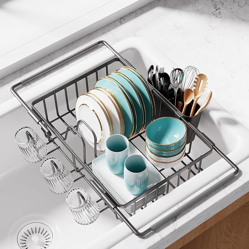 Dish Drying Rack in Sink - Expandable Stainless Steel Dish Rack Over ...