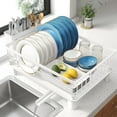 thumbnail image 1 of Dish Drying Rack - Small Dish Rack for Kitchen Counter, Stainless Steel Dish Drainer with Utensil Holder and Drainboard (Gray), 1 of 9