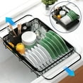 thumbnail image 1 of Dish Drying Rack- Space-Saving Dish Rack, Dish Racks for Kitchen Counter, Stainless Steel Kitchen Drying Rack with a Cutlery Holder,12''W x 15''L, Black, 1 of 15