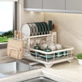 thumbnail image 1 of Dish Drying Rack- Space-Saving Dish Rack, Dish Racks for Kitchen Counter, Stainless Steel Kitchen Drying Rack with a Cutlery Holder,12''W x 17''L, White, 1 of 6