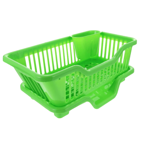 Dish Drying Rack - Space-Saving Small Dish Rack for Kitchen Counter, Plastic Kitchen Drying Rack, Compact Dish Drainer Organizer with Utensil Holder for Home Kitchen Tableware,Green