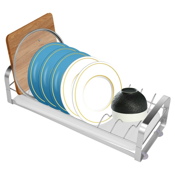 Dish Drying Rack Stainless Steel Bowl Drainer Compact Kitchen Counter Dish Drainer with Tray for Plate Bowl Pot Lid