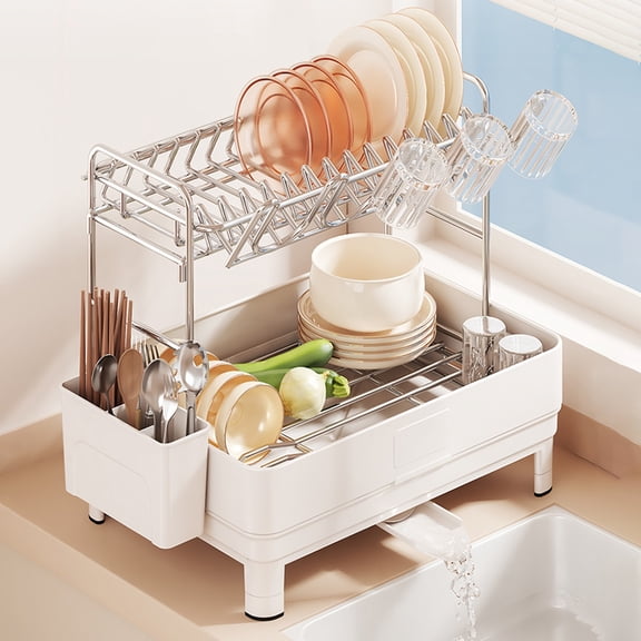 Simplehuman Kitchen Steel Frame Dish Rack With Swivel Spout