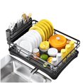 thumbnail image 1 of Dish Drying Rack - Stainless Steel Dish Rack for Kitchen Counter, Large-Capacity Dish Drainer with Cutlery Holder, Kitchen Organizer for Dishes, Spoons and Forks, Black, 1 of 10