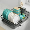 thumbnail image 1 of SUMMIT Dish Drying Rack - Stainless Steel Dish Rack with Drainboard for Kitchen Counter and Sink, 15.6" D x 12" W x 5" H, Grey, 1 of 7