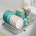 thumbnail image 1 of Dish Drying Rack - Stainless Steel Dish Rack with Drainboard for Kitchen Counter and Sink, 15.6" D x 12" W x 5" H, Silver, 1 of 9